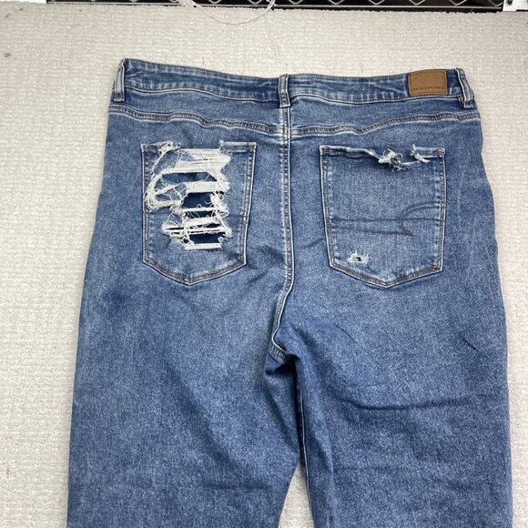 American Eagle High Rise Jegging Stretch Distressed Ripped Jeans Womens 20 Long - Picture 11 of 13
